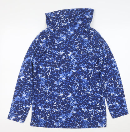 Isle Women’s Blue Floral Roll Neck Long Sleeve Jersey Top Size S