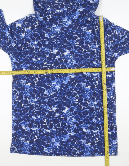 Isle Women’s Blue Floral Roll Neck Long Sleeve Jersey Top Size S