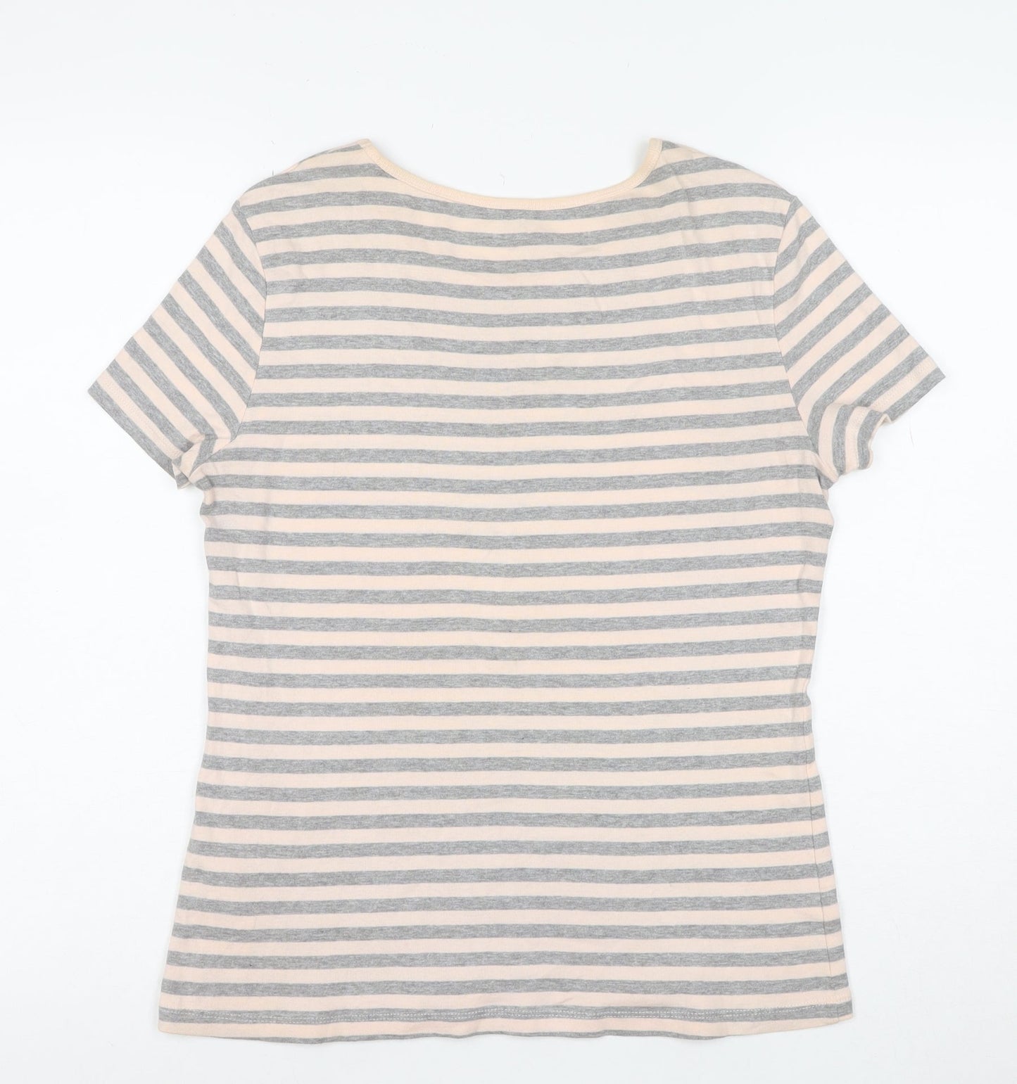 Montego Womens Grey Striped Short Sleeve Cotton T-Shirt Size M