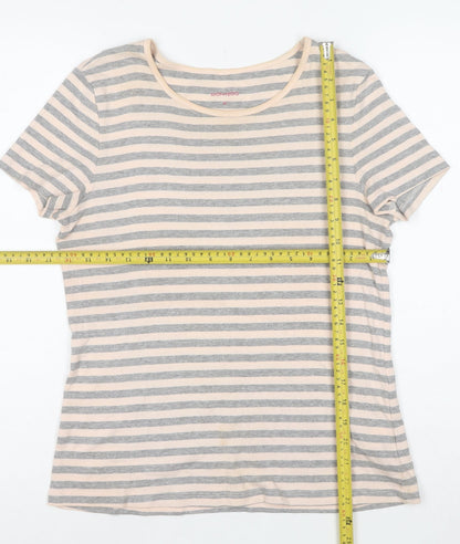 Montego Womens Grey Striped Short Sleeve Cotton T-Shirt Size M