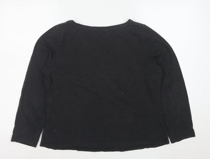 Seasalt Cornwall Women’s Black Petite Long Sleeve Cotton T-Shirt UK 12
