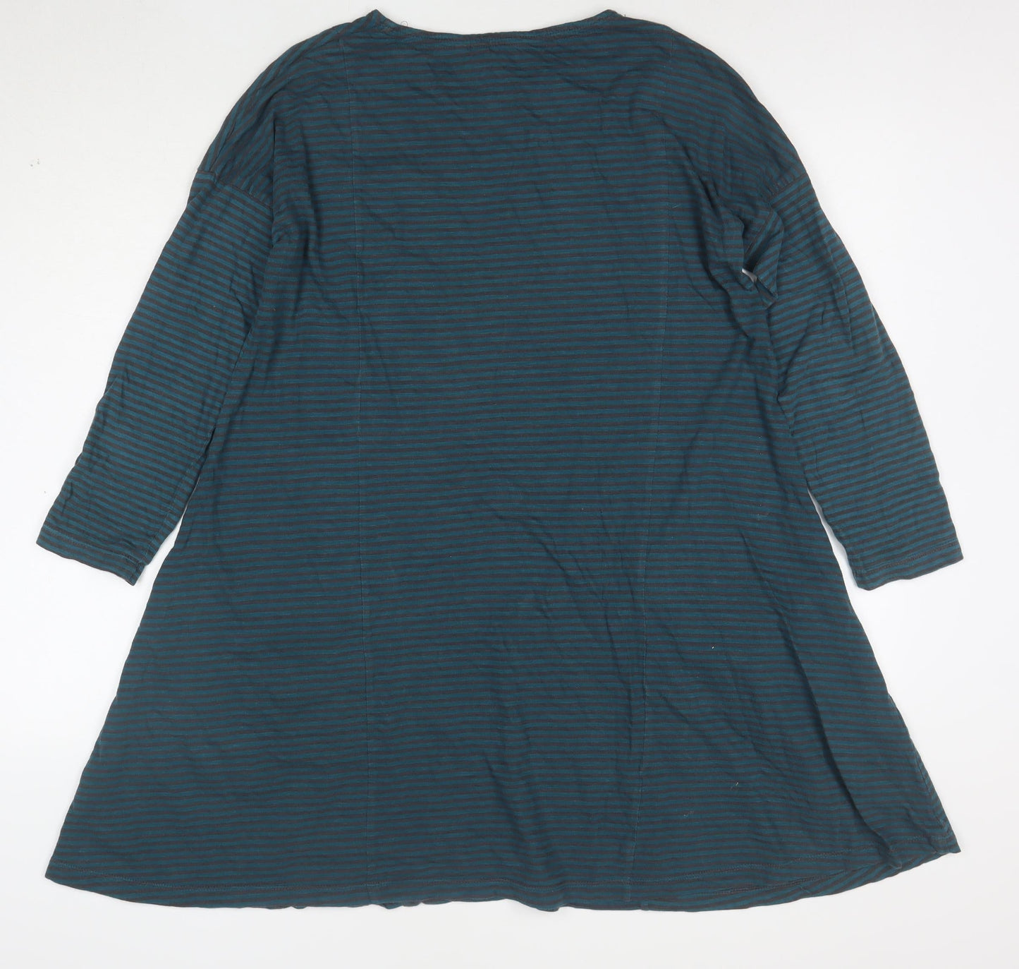 Seasalt Women Blue Striped Cotton A-Line Dress Size 12