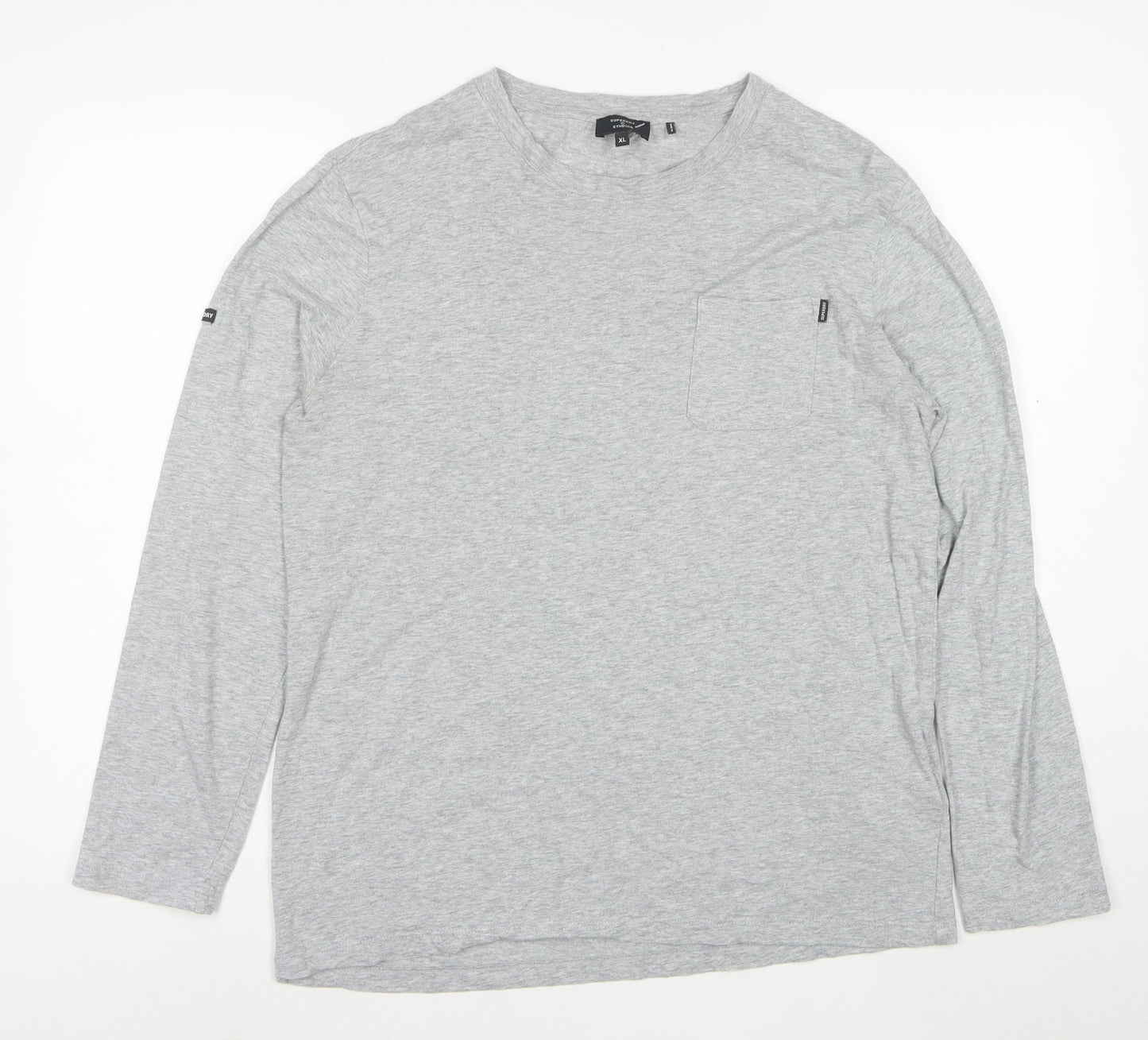 Superdry Studios Men's Grey XL Long Sleeve Crew Neck T-Shirt