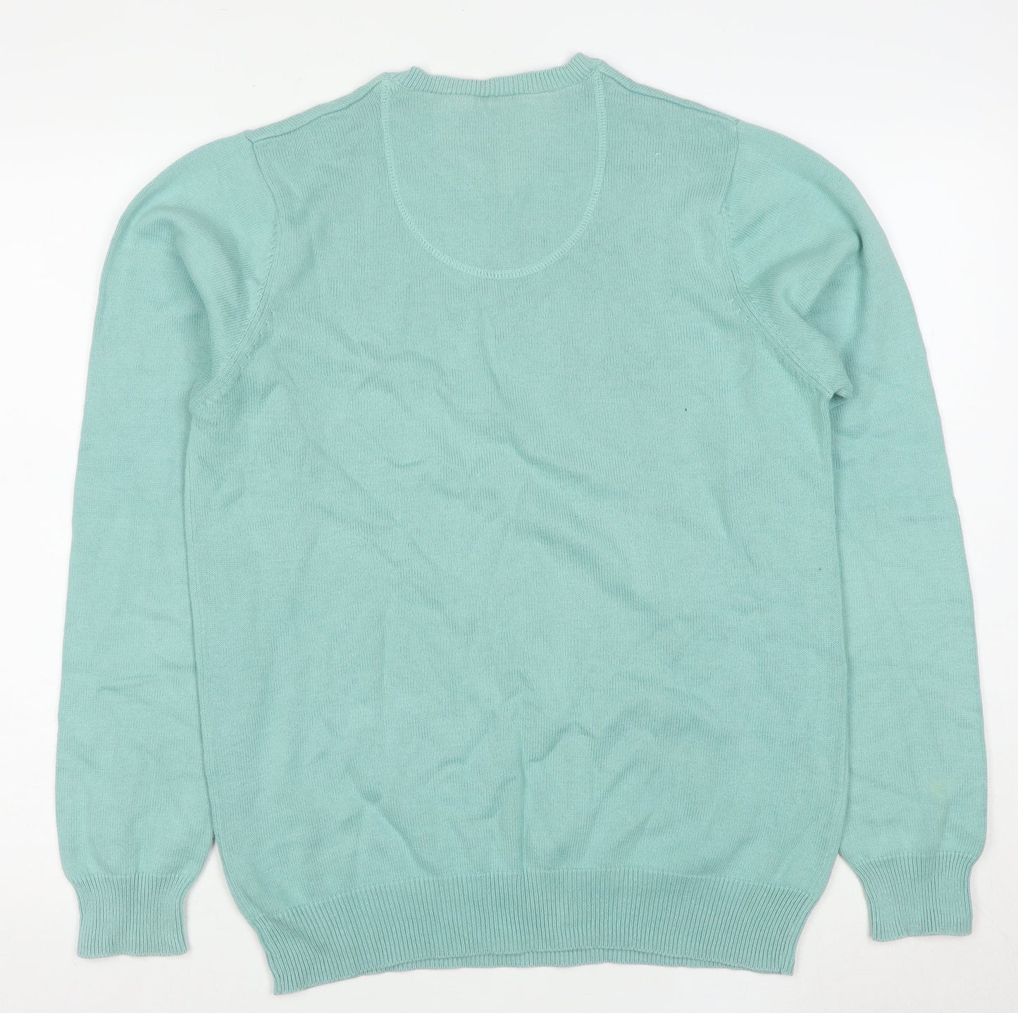 Marks and Spencer Blue Harbour Men's Light Green Cotton Pullover Jumper Medium