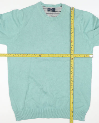 Marks and Spencer Blue Harbour Men's Light Green Cotton Pullover Jumper Medium