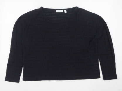 White Label Women’s Blue Striped Knit Jumper Size 16 Round Neck