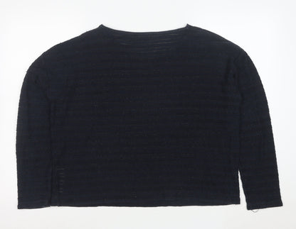 White Label Women’s Blue Striped Knit Jumper Size 16 Round Neck