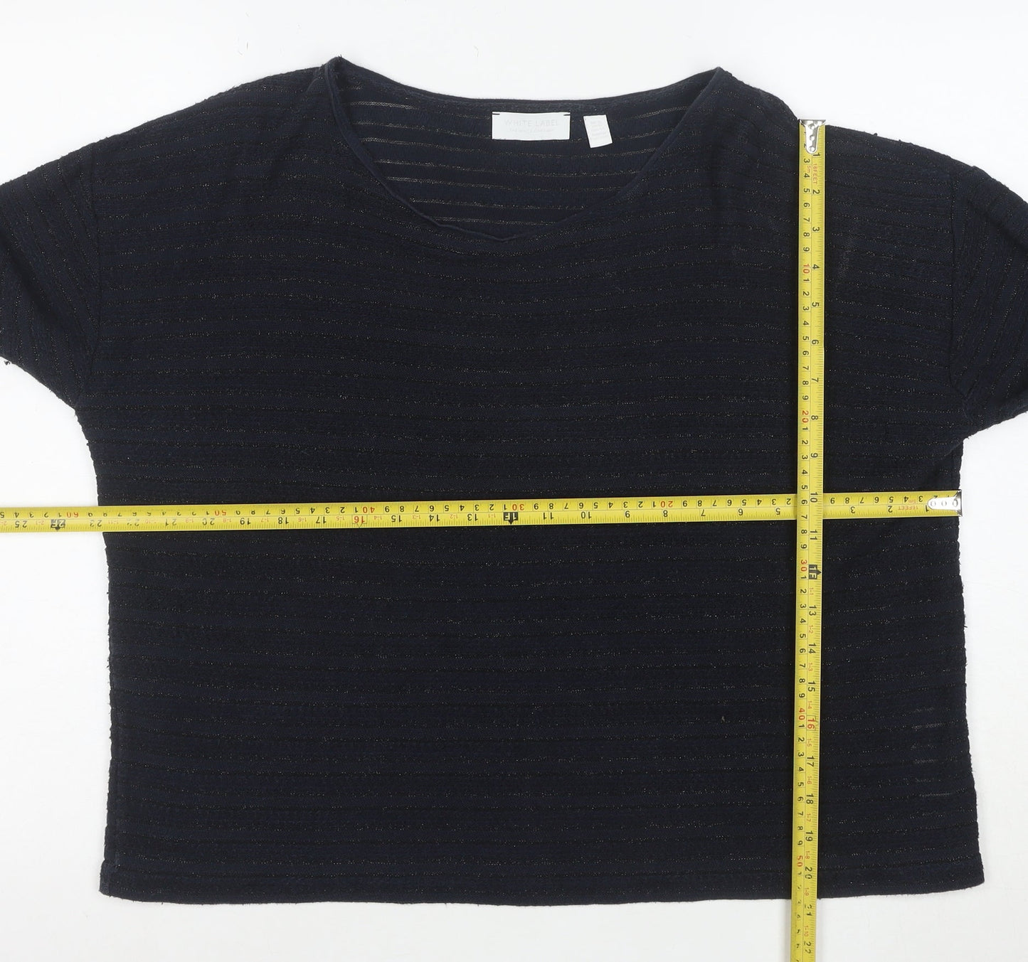White Label Women’s Blue Striped Knit Jumper Size 16 Round Neck