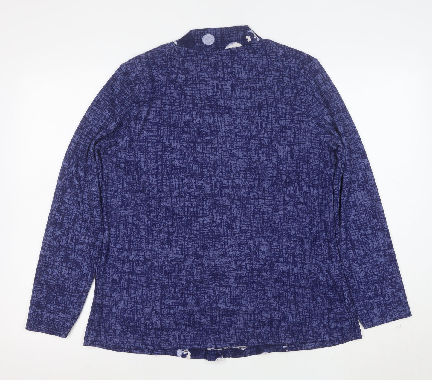Honor Millburn Women's Blue Geometric Long Sleeve Tunic Blouse Size 14