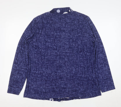 Honor Millburn Women's Blue Geometric Long Sleeve Tunic Blouse Size 14