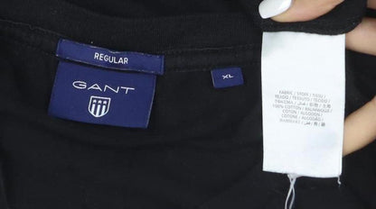 GANT Men's Black Regular Fit Cotton Crew Neck T-Shirt XL