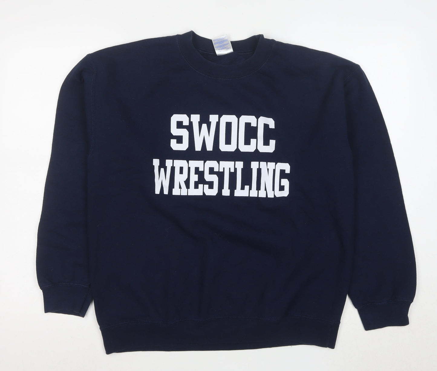 Gildan Men's Blue Heavy Blend Wrestling Graphic Pullover Sweatshirt M