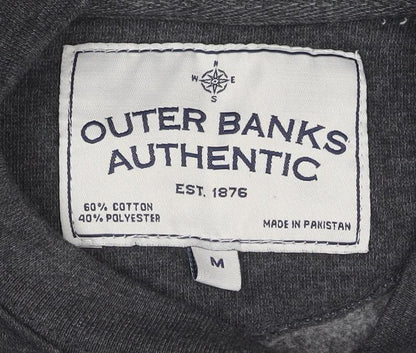 Outer Banks Authentic Mens Grey Graphic Pullover Sweatshirt Size M