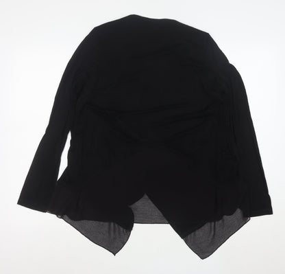 Design History Women's Black Viscose Cardigan Size 14 L Lightweight Open Front