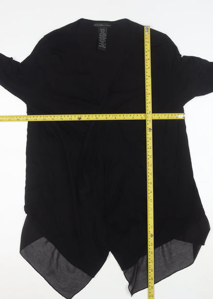 Design History Women's Black Viscose Cardigan Size 14 L Lightweight Open Front