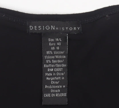 Design History Women's Black Viscose Cardigan Size 14 L Lightweight Open Front