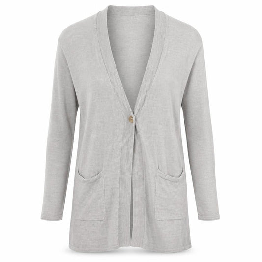 White Stuff Womens Grey Long Sleeve Knit Cotton Modal Cardigan Size 12