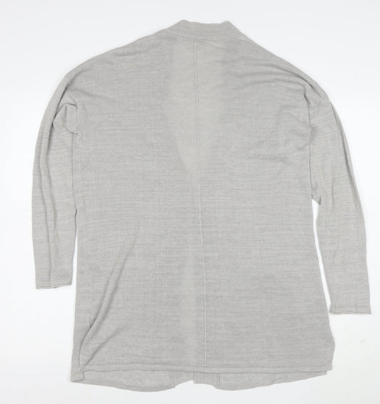 White Stuff Womens Grey Long Sleeve Knit Cotton Modal Cardigan Size 12
