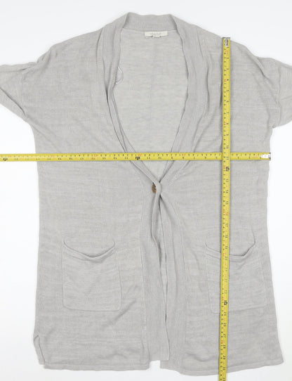 White Stuff Womens Grey Long Sleeve Knit Cotton Modal Cardigan Size 12