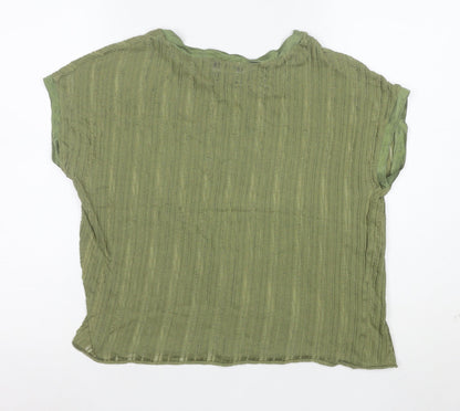 Stradivarius Women’s Green Basic Short Sleeve Cotton T-Shirt Size S