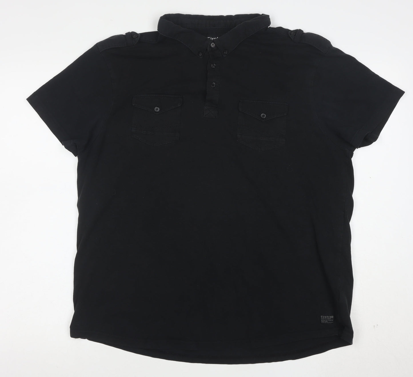 Firetrap Men's Black 2XL Cotton Short Sleeve Polo Shirt
