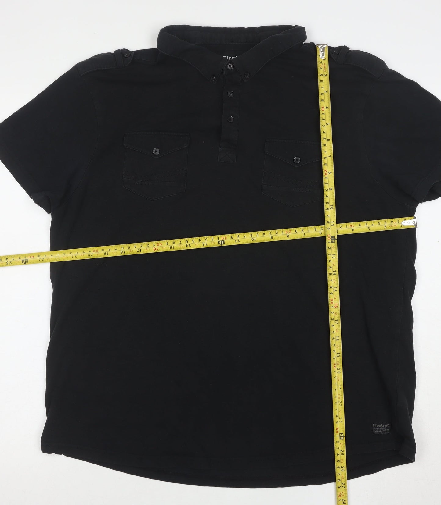 Firetrap Men's Black 2XL Cotton Short Sleeve Polo Shirt