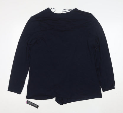 Roman Women's Blue Wrap Jersey Long Sleeve Blouse Size 18