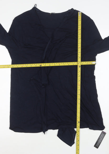 Roman Women's Blue Wrap Jersey Long Sleeve Blouse Size 18