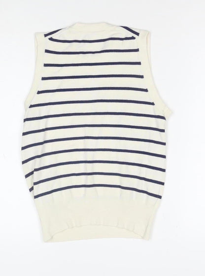 Zara Women Ivory Striped Knit Sleeveless Tank Top Size 8