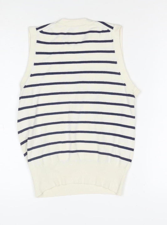 Zara Women Ivory Striped Knit Sleeveless Tank Top Size 8