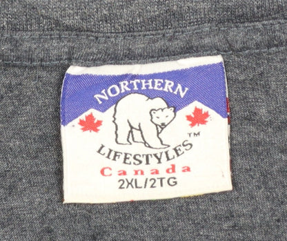 Northern Lifestyles Men's Blue Montreal Canada Graphic T-Shirt 2XL