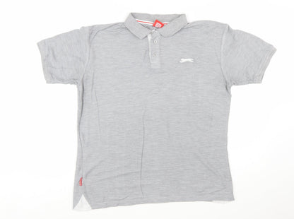 Slazenger Men's Grey Regular Fit Short Sleeve Polo Shirt Size L