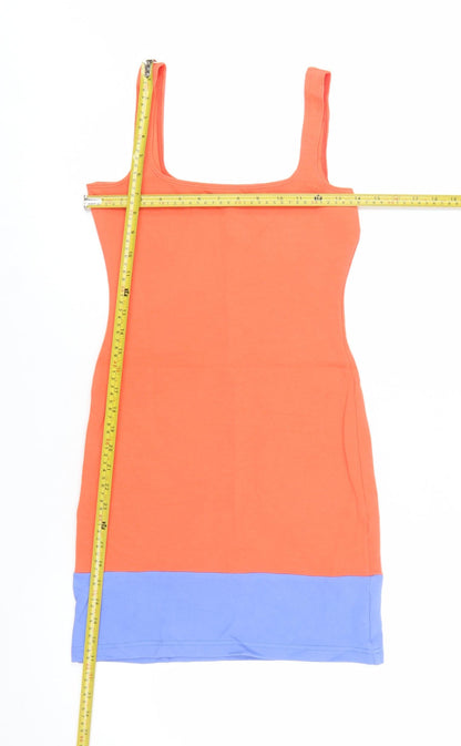 American Apparel Women's Orange Colourblock Mini Bodycon Dress M