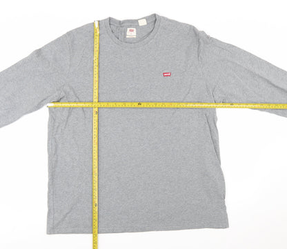 Levi's Men's Grey Long Sleeve Crew Neck Cotton T-Shirt XL