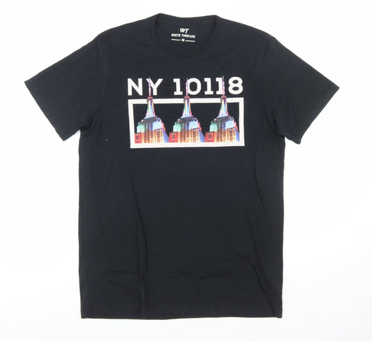 White Threads Men's Black NY Graphic City T-Shirt Size M
