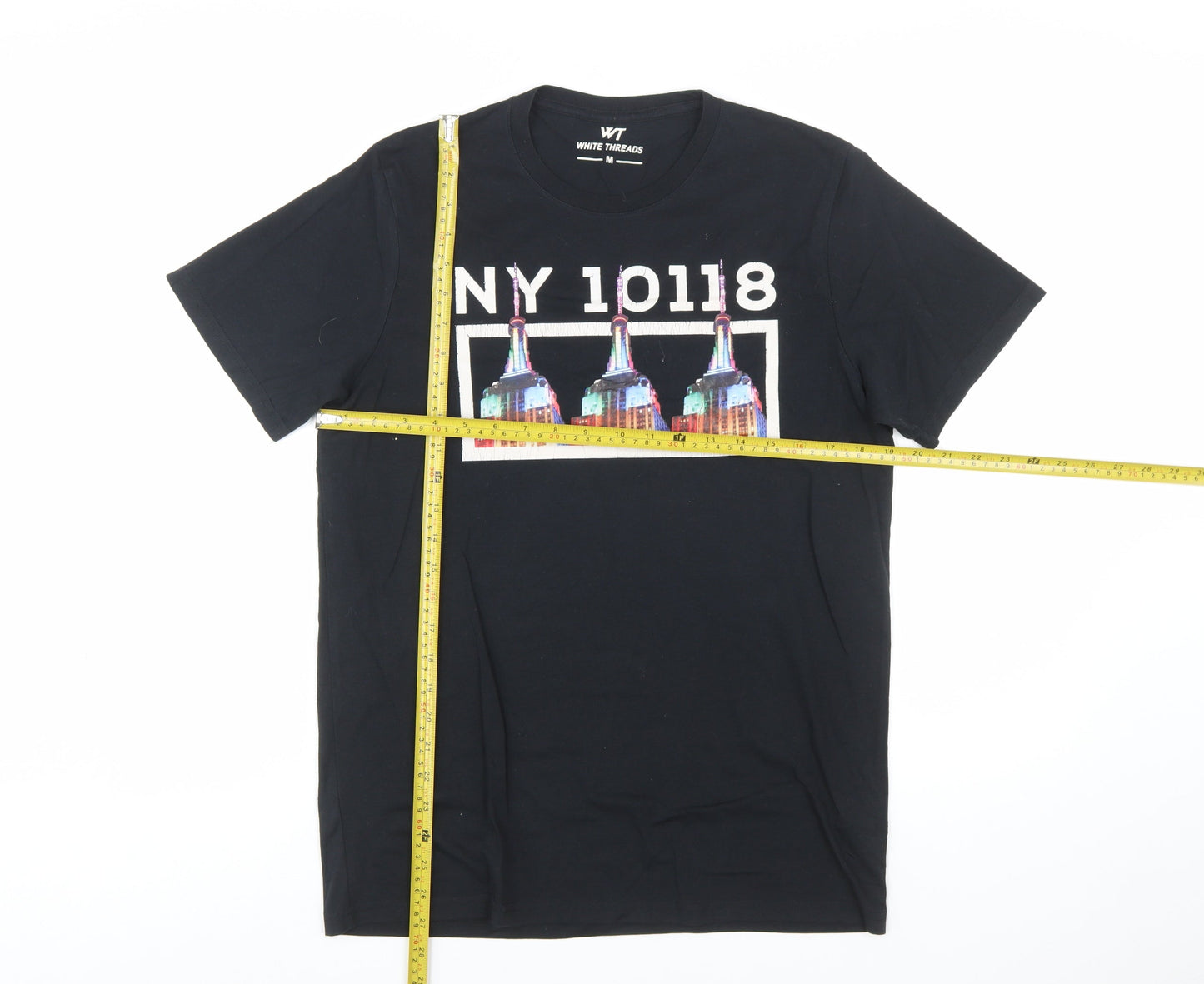 White Threads Men's Black NY Graphic City T-Shirt Size M