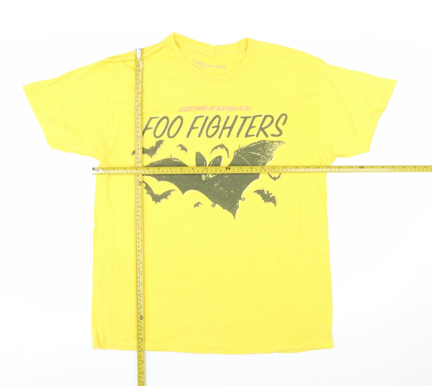 Foo Fighters Men's Yellow Graphic Band T-Shirt Size L