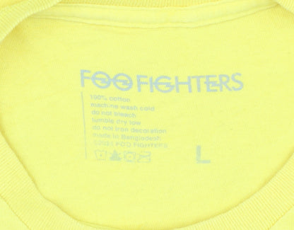 Foo Fighters Men's Yellow Graphic Band T-Shirt Size L