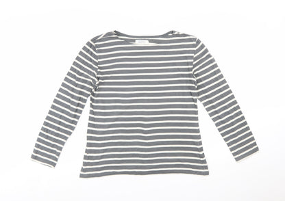 Seasalt Women’s Grey Striped Organic Cotton Sailor Shirt UK 14