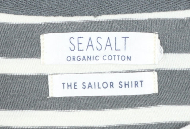 Seasalt Women’s Grey Striped Organic Cotton Sailor Shirt UK 14