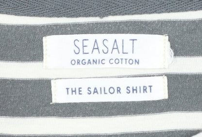 Seasalt Women’s Grey Striped Organic Cotton Sailor Shirt UK 14