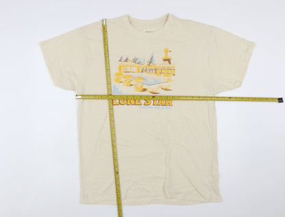 Brisco Brands Men's Beige Lone Star Graphic Retro T-Shirt XL