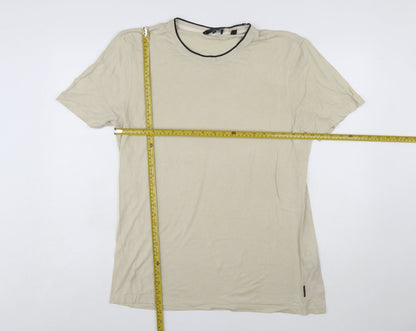 Ted Baker Men's Beige Crew Neck Short Sleeve T-Shirt Size L