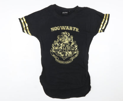 Harry Potter Women's Black Hogwarts Crest Cotton T-Shirt Size L
