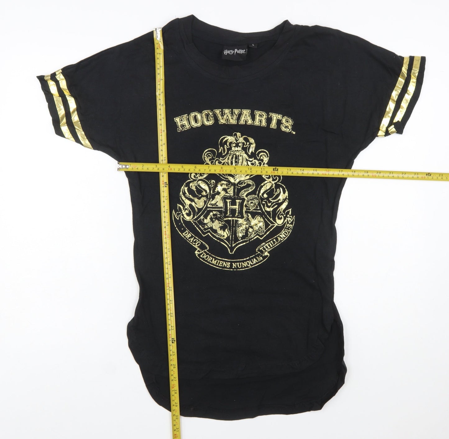 Harry Potter Women's Black Hogwarts Crest Cotton T-Shirt Size L