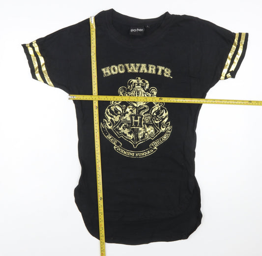 Harry Potter Women's Black Hogwarts Crest Cotton T-Shirt Size L