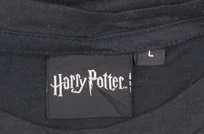 Harry Potter Women's Black Hogwarts Crest Cotton T-Shirt Size L
