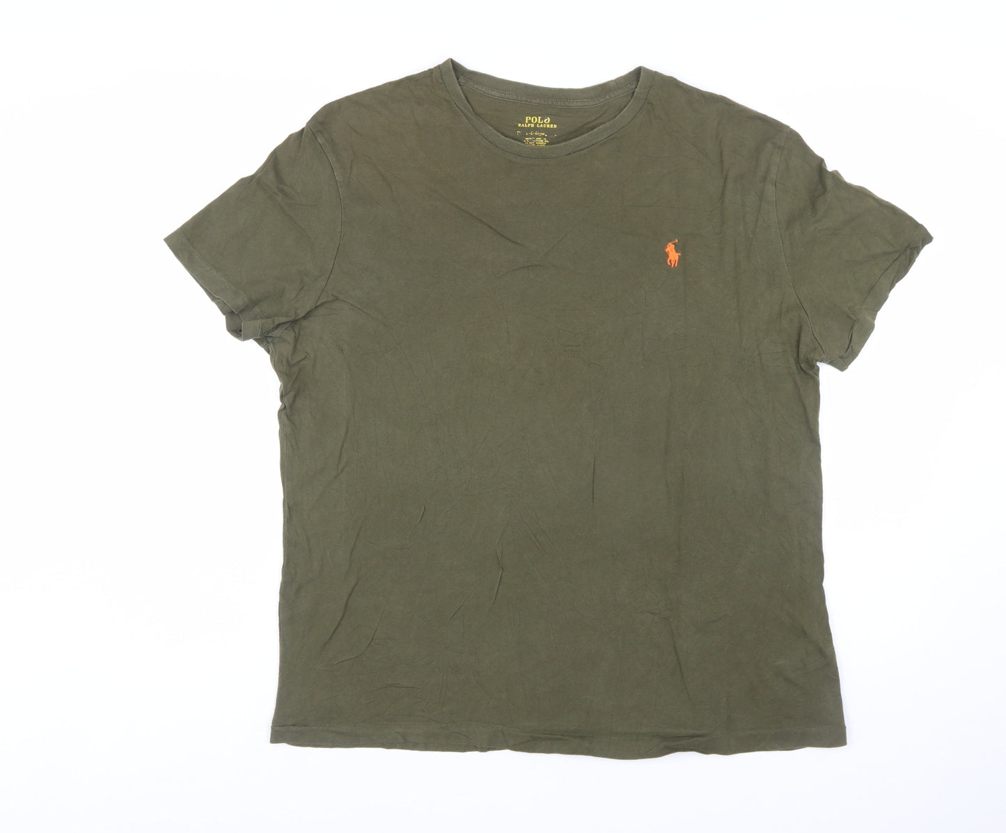 Polo Ralph Lauren Men's Khaki Green Short Sleeve Crew Neck T-Shirt Size L Classic Fit