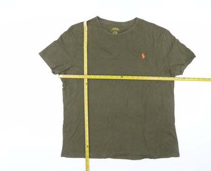 Polo Ralph Lauren Men's Khaki Green Short Sleeve Crew Neck T-Shirt Size L Classic Fit