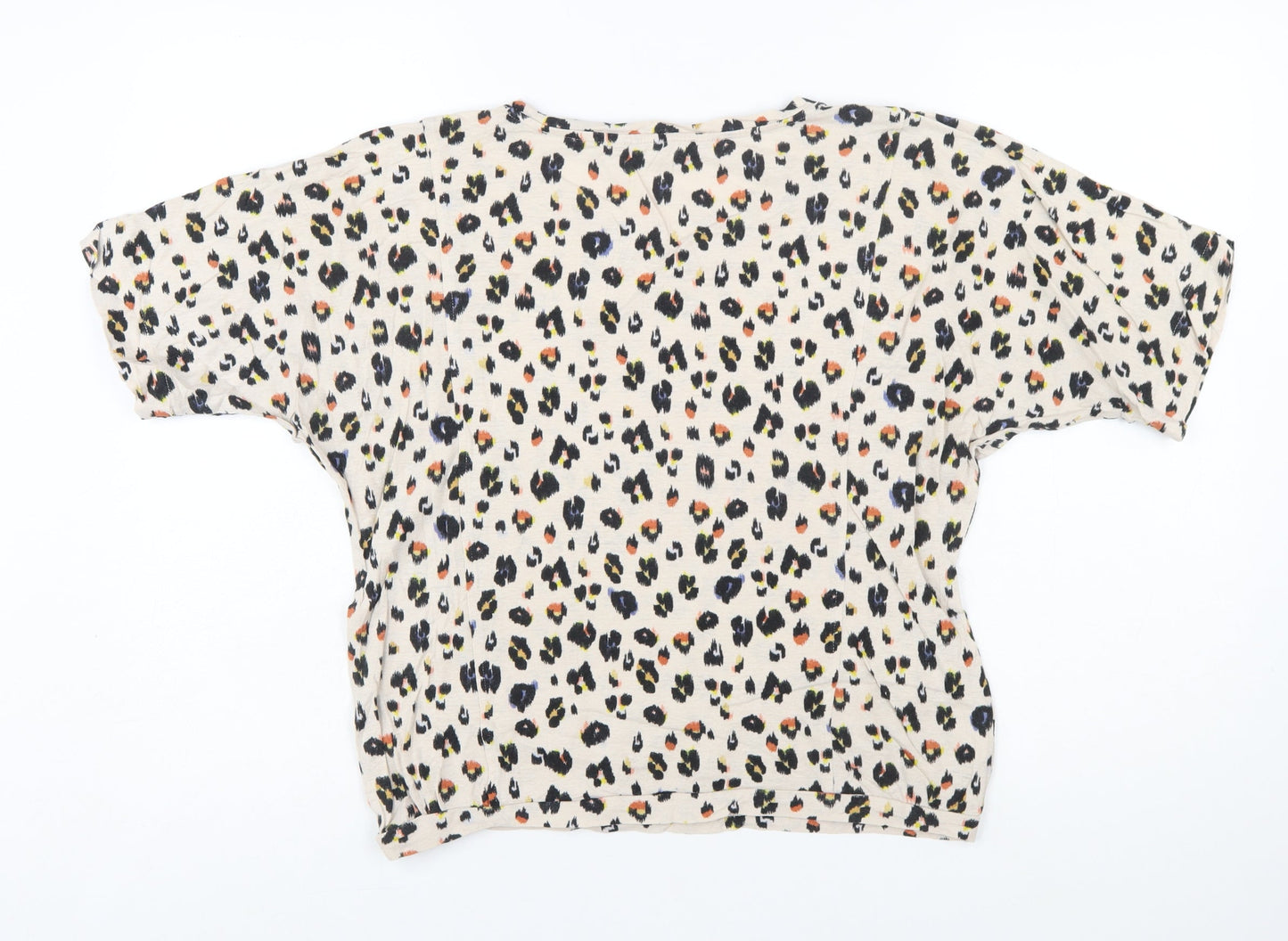 Trenery Women’s Beige Leopard Print Relaxed Cotton T-Shirt Size S